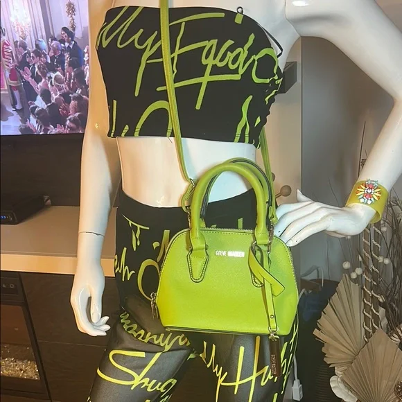 Stylish Black and lime green Women's Pants Set - Picture 10 of 11